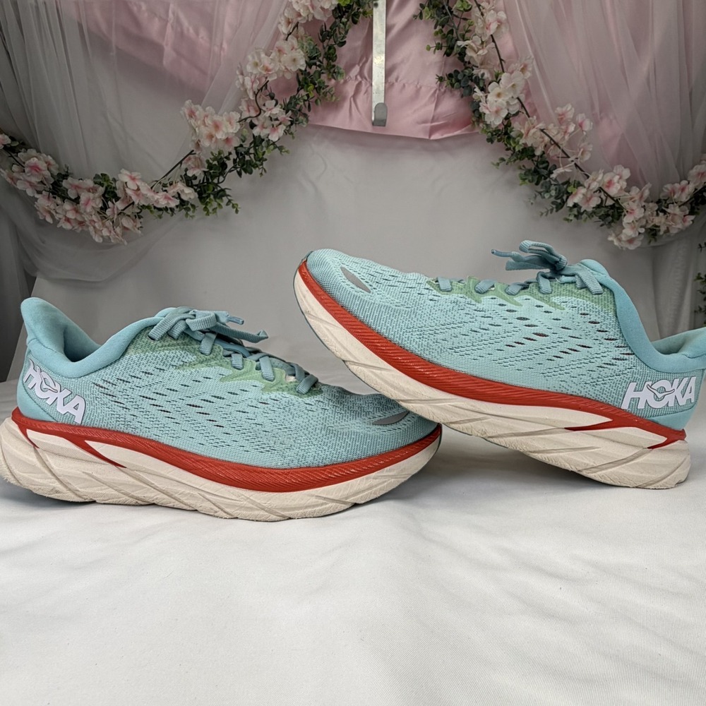 Hoka Clifton 8 Womens Size‎ 8 Blue Wide Running Shoes Sneakers 1121375 AEBL